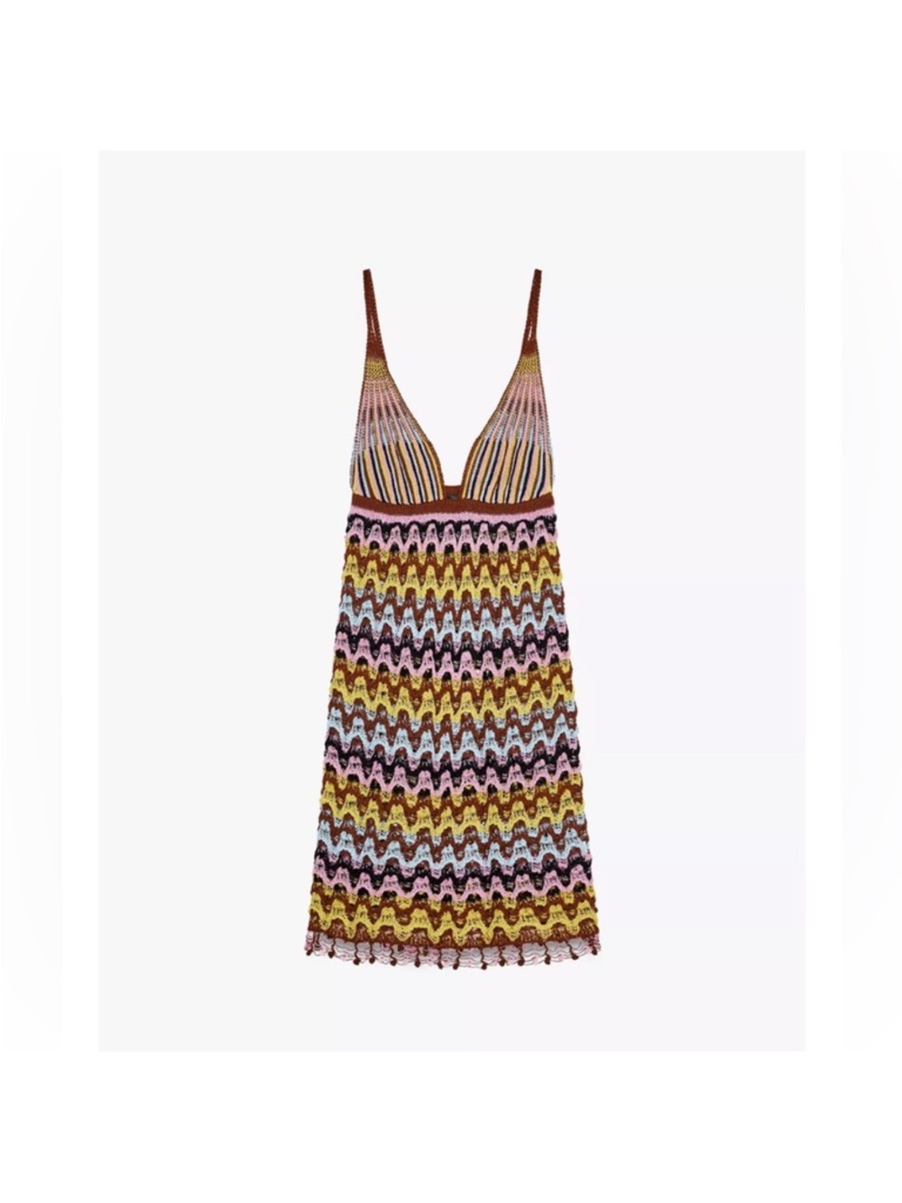 ZARA CROCHET KNIT MINI DRESS - Picture 14 of 15